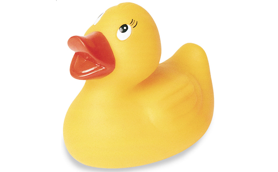 Petit canard de plastique jaune