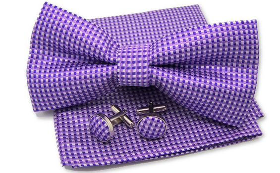 Boucle et bouton de manchettes mauve